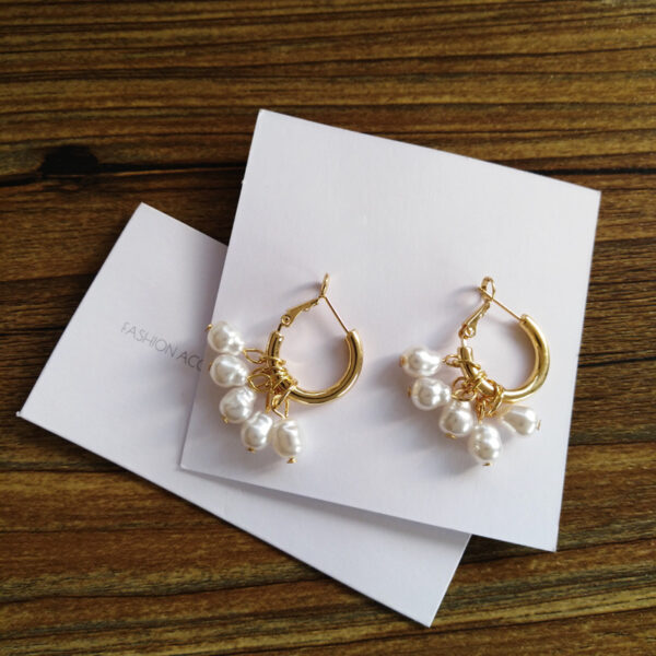 Pearl tassel earrings simple earrings - Image 4