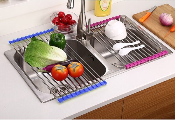 Folding Kitchen Drain Sink Rack Stainless Steel - Image 7