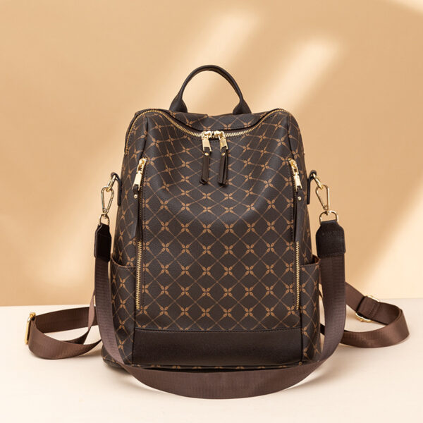 Large Capacity Simple All-matching Printed Retro Anti-theft Travel Crossbody Backpack - Image 2