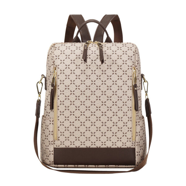 Large Capacity Simple All-matching Printed Retro Anti-theft Travel Crossbody Backpack - Image 6