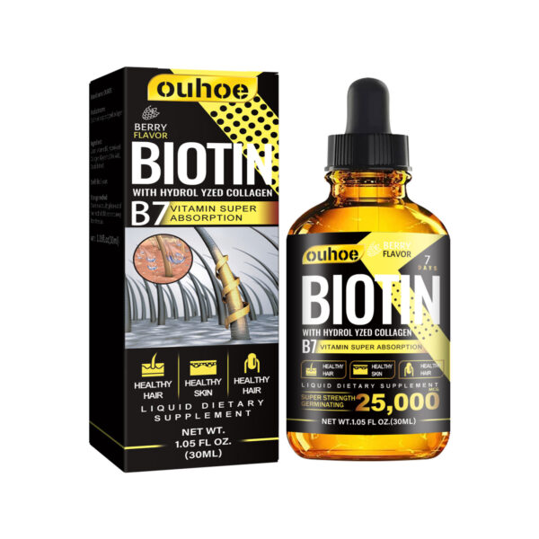 RESEARCH Liquid Biotin & Collagen Hair Growth Drops  - Biotin And Liquid Collagen Supplement For Men & Women - Glowing Skin Support, Healthy Hair & Nail Growth - Image 2
