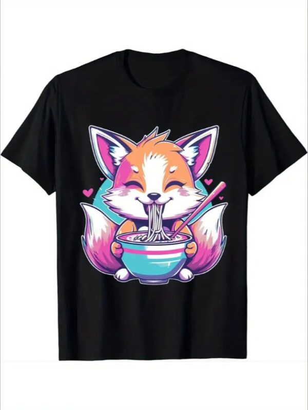 Transgender Pride Kawaii Fox Ramen Noodles Trans Flag T-Shirt Women Clothing Tops Kawaii Clothes Camisetas
