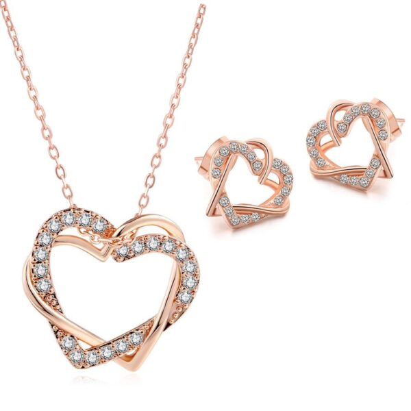 Fashion Heart-shaped Earrings Necklace Jewelry Set - Image 4