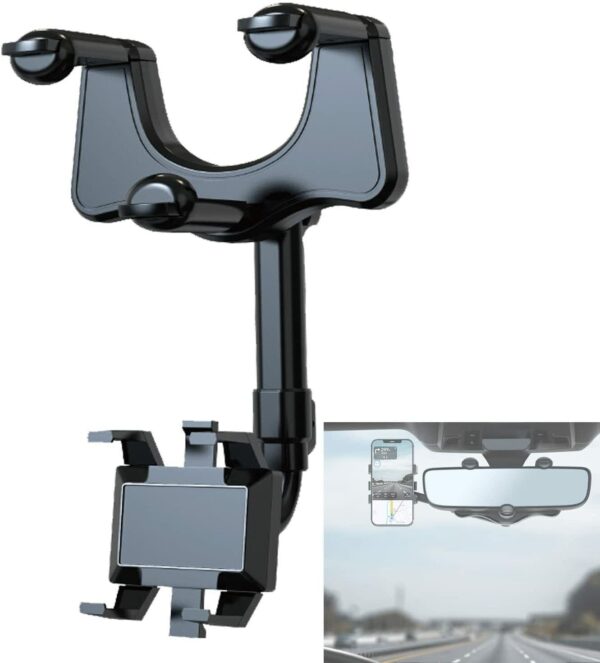 Rotatable And Retractable Car Phone Holder Rearview Mirror UK Stock - Image 8