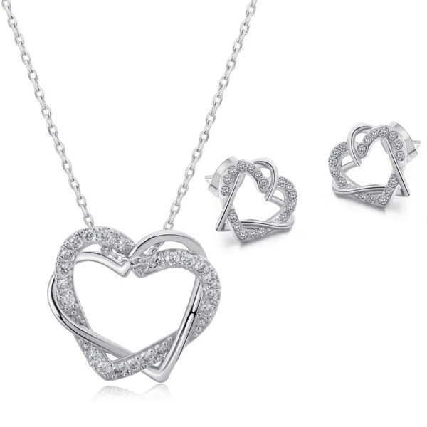 Fashion Heart-shaped Earrings Necklace Jewelry Set - Image 3